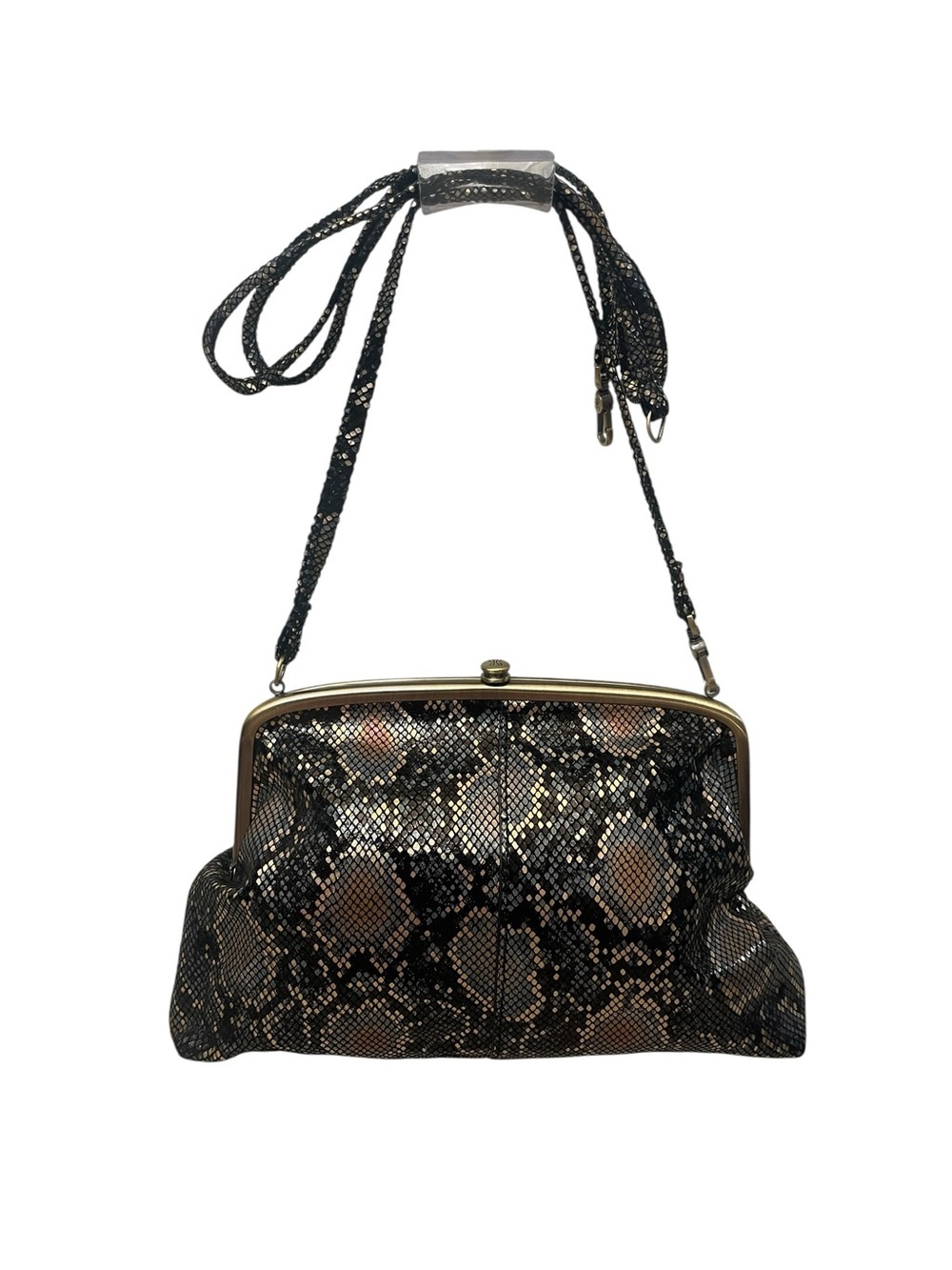 Hobo Lana Kisslock Frame Small Leather Faux Snake Print Clutch Wallet Crossbody